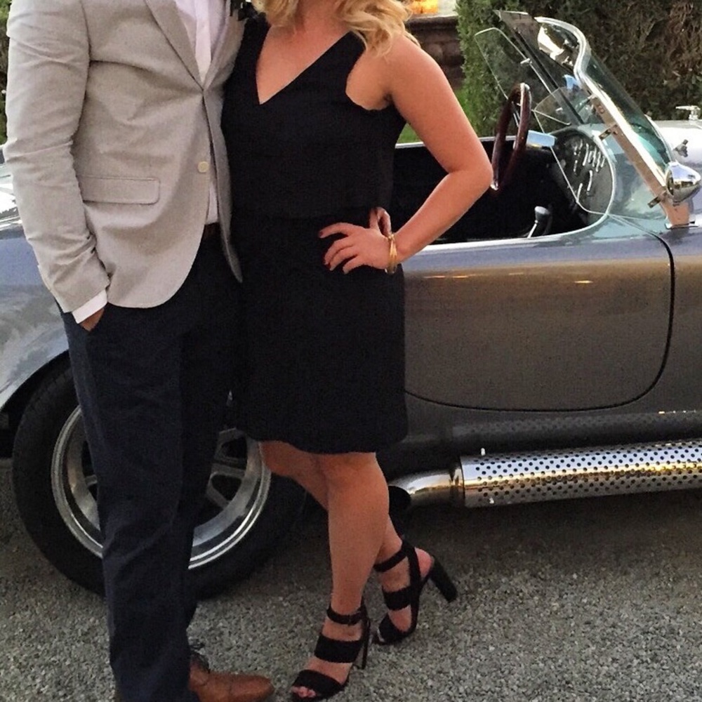 Tiered madewell black silk dress